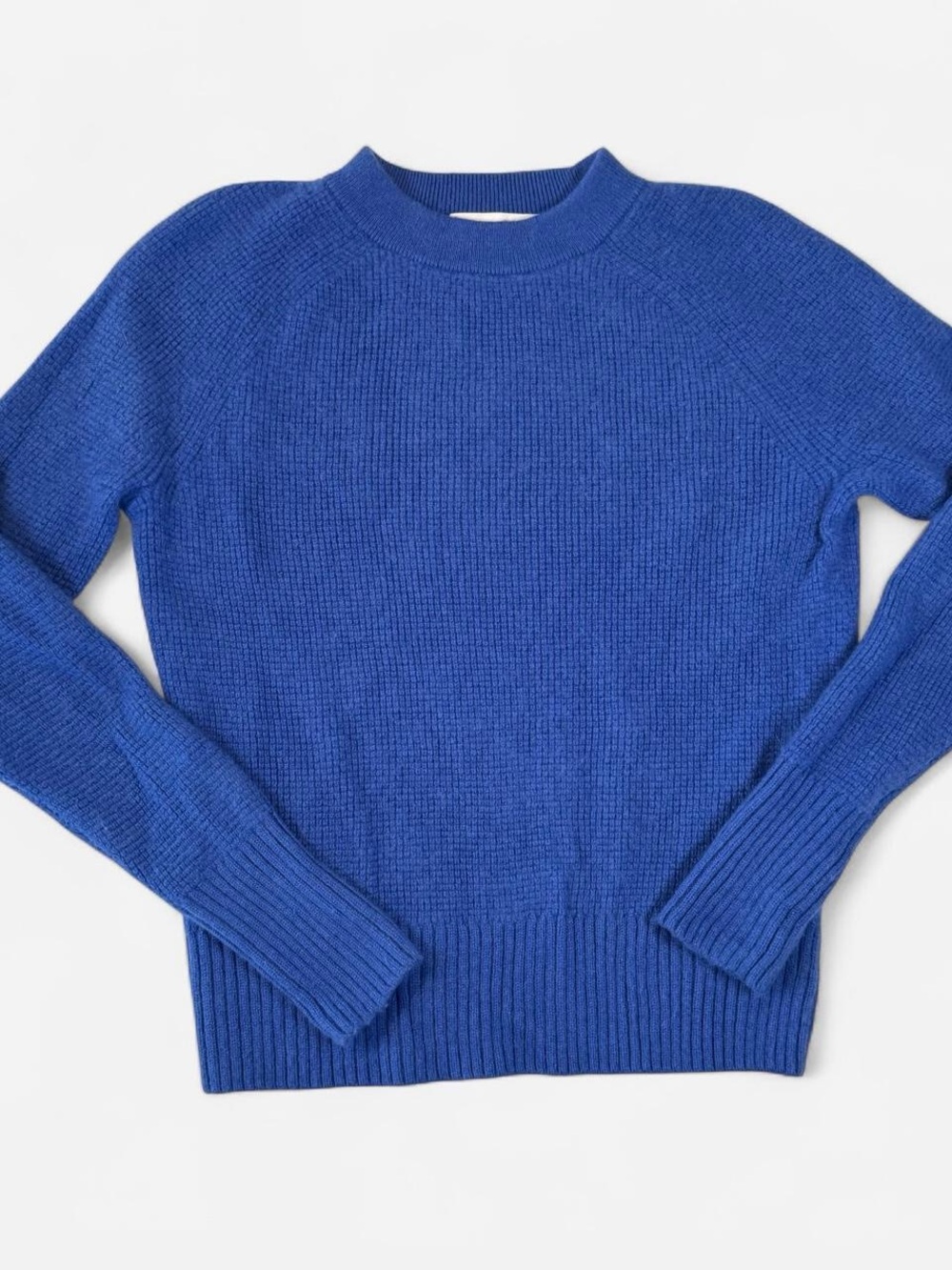 White + Warren Royal Blue 100% Cashmere Ribbed Sweater